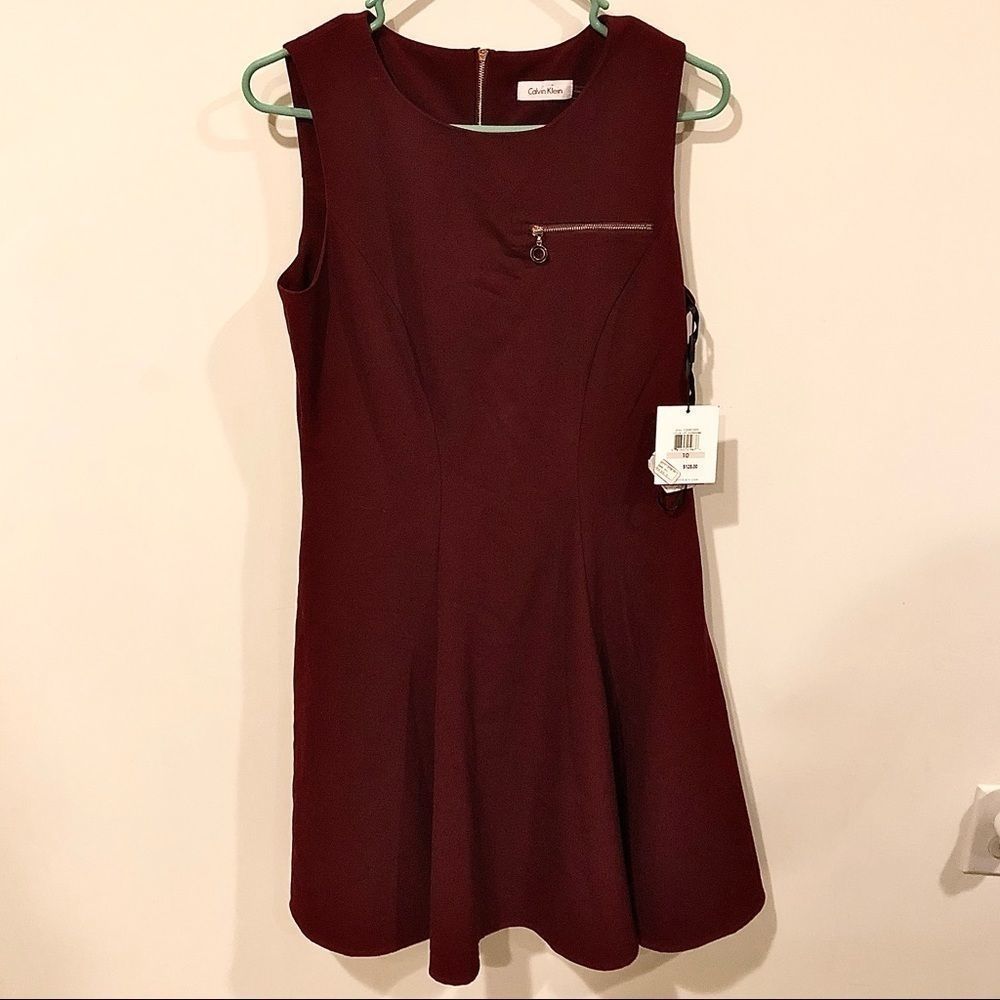NWT Calvin Klein Red Wine A-Line Dress Size 10